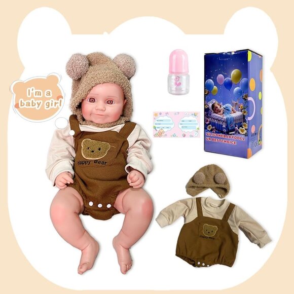 19Inch Realistic Full Body Silicone Open Eyes Newborn Emma-ivory White Baby Girl - Picture 6 of 8